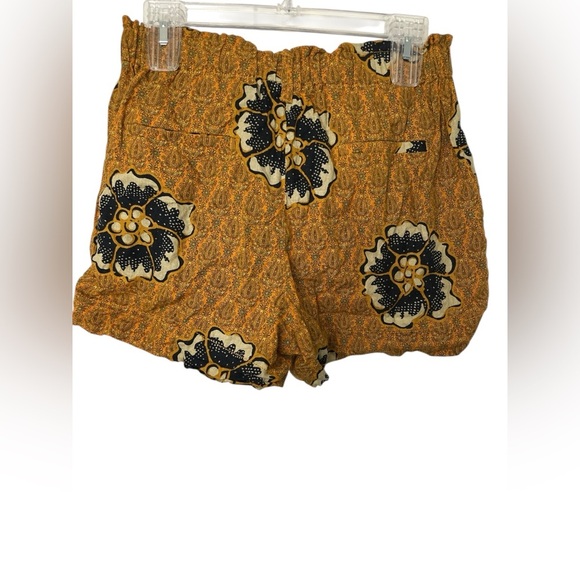 Anthropologie Mustard Yellow Floral Linen Blend High Rise Shorts Womens XS - Picture 2 of 6